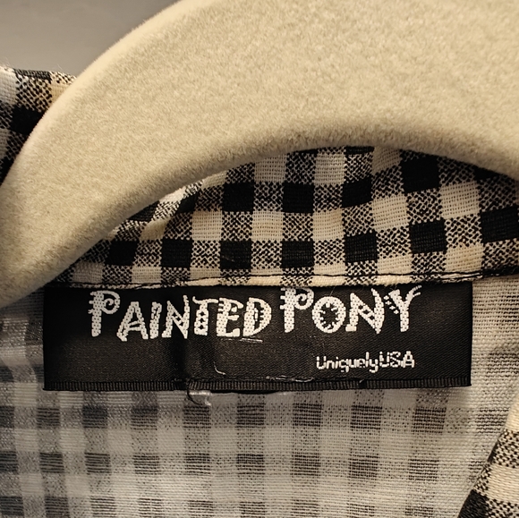 Painted Pony Shirt/Jacket Black & White Check w/Large Square Buttons Size XL - Picture 3 of 5